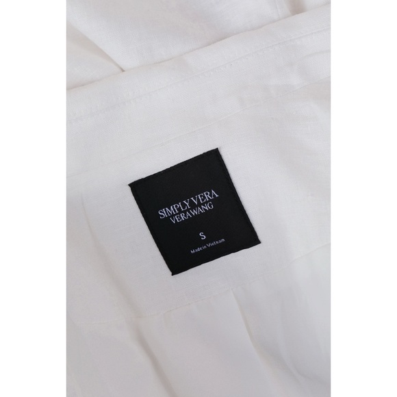 Sz S Simply Vera Vera Wang White Cream Open Front Roll Cuff Blazer NWOT - Picture 4 of 7